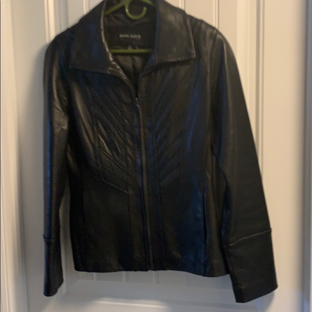 ANN KLEIN black leather jacket